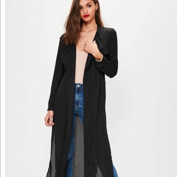 black chiffon duster jacket